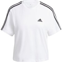adidas Essentials 3-Streifen Crop-Top Freizeitshirt Damen 001A - white/black L von adidas Sportswear