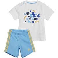 adidas Essentials Allover Printed Set T-Shirt + Shorts Kinder 001A - white/seblbu 92 von adidas Sportswear