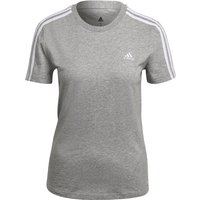 adidas LOUNGEWEAR Essentials Slim T-Shirt Damen 83F7 - mgreyh/white L von adidas Sportswear