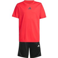 adidas Train Essentials 3-Streifen T-Shirt + Shorts Set Kinder JJ1028 - pure ruby/black 152 von adidas Sportswear