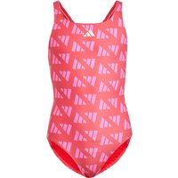adidas Logo Graphic V-Back Badeanzug Mädchen JG6050 - semi lucid red/lucid pink 170 von adidas performance