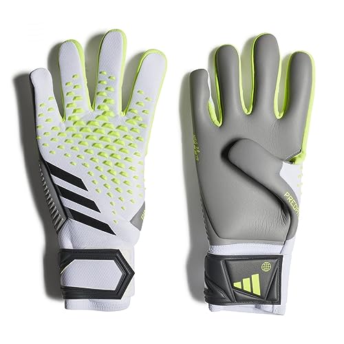 Adidas Unisex Goalkeeper Gloves (W/O Fingersave) Pred Gl Com, White/Lucid Lemon/Black, IA0881, 10 von adidas