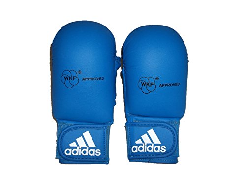 Adidas WKF Karate Handschuhe mit Daumen Kampfsport Kampfsport Sparring Leichte Handsicherheit Schaumstoffpolsterung Elastisch Sicherer Verschluss Blau Rot von adidas