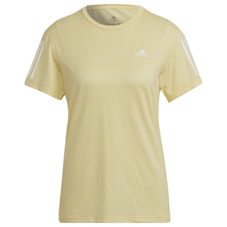 adidas Lauf T-Shirt Own The Run COOLER - Gelb/Weiß Damen von adidas