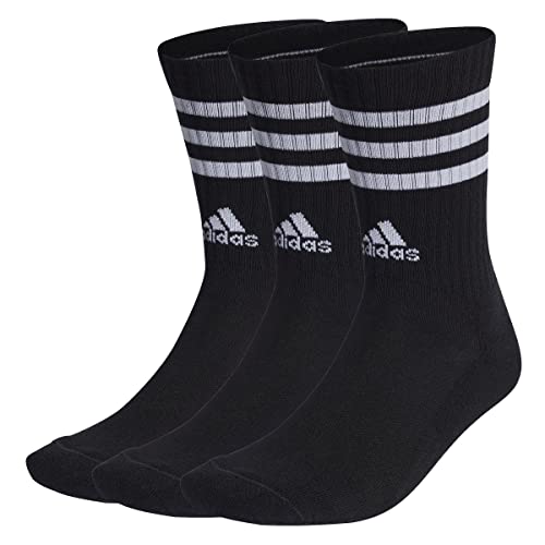 Adidas, 3-Stripes Cushioned Crew Socks 3 Pairs, Socken, Schwarz-Weiss, M, Unisex-Adult von adidas