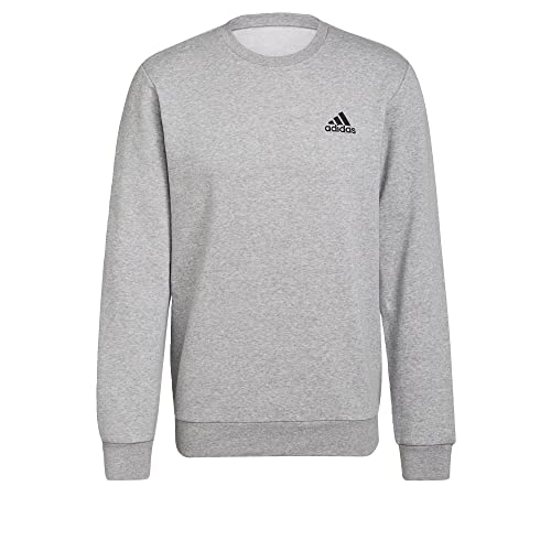 adidas Herren Feelcozy Essentials Fleece Sweatshirt , Medium Grey Heather / Black, L von adidas