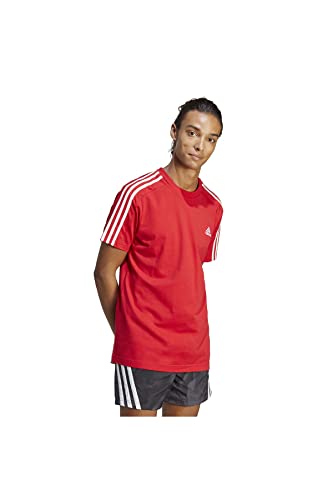 Adidas, Essentials Single Jersey 3-Stripes, T-Shirt, Besser Scharlach/Weiß, L, Mann von adidas