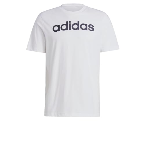 adidas Herren Essentials Single Jersey Linear Embroidered Logo Langarm T-Shirt, White/Black, M EU von adidas