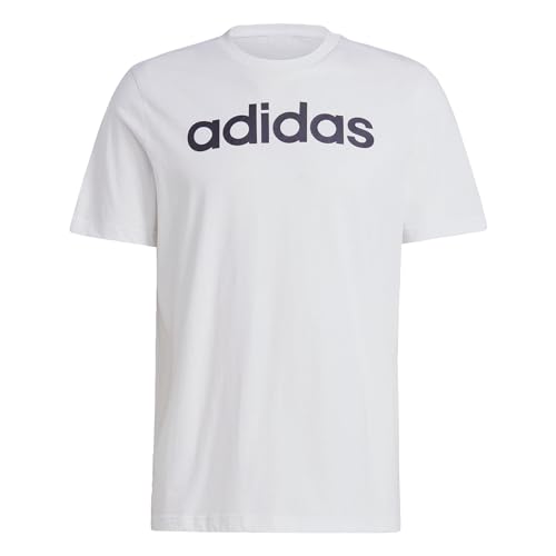 adidas Herren Essentials Single Jersey Linear Embroidered Logo Langarm T-Shirt, White/Black, XL EU von adidas