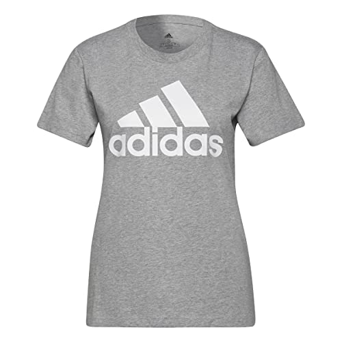 Adidas, Loungewear Essentials Logo, T-Shirt, Mittel Grauer Heather/Weiß, M, Frau von adidas