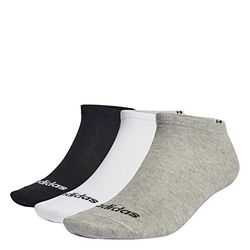 adidas Unisex Thin Linear 3 Pairs Sneaker-Socken, Medium Grey Heather/White/Black, XS von adidas