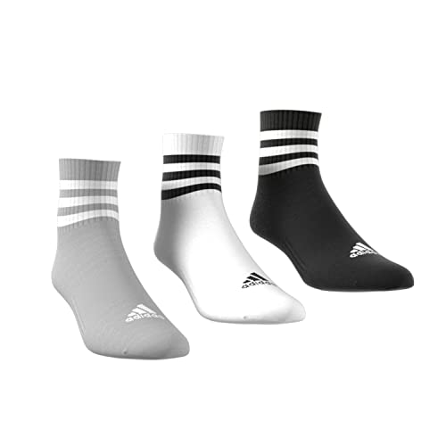 adidas Unisex 3 Stripes Knöchelsocken, Medium Grey Heather/White/Black, L von adidas