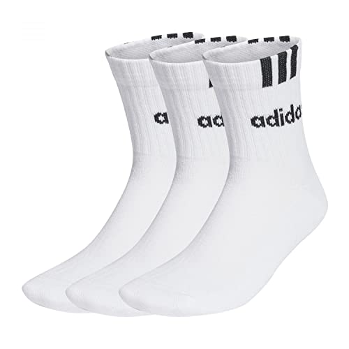 Adidas, Set Di 3 Paia Di Calzini Lineari Adidas 3-Stripes, Socken, Weiß Schwarz, L, Unisex-Adult von adidas