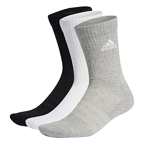 adidas Unisex Cushioned Sportswear 3 Pairs Crew Socken, Medium Grey Heather/White/Black, L von adidas