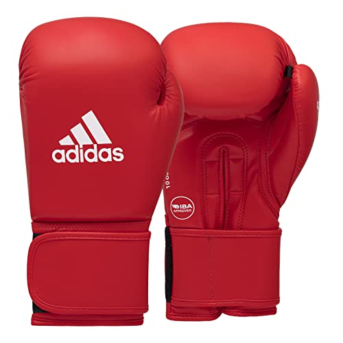 adidas AIBA Boxhandschuhe mit Klettverschluss für Training, Stanzen und Boxen - für Damen und Herren (10 oz, Rot) von adidas