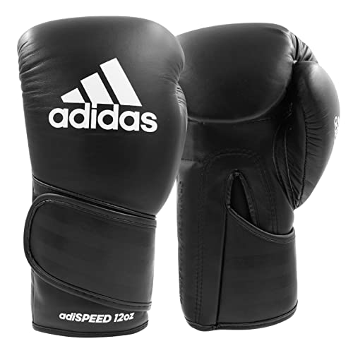 adidas AdiSpeed Boxhandschuhe für Erwachsene, Herren, Damen, 340,2 g, 397,9 g, 453,6 g, 510,3 g (schwarz/weiß, 340,2 g) von adidas