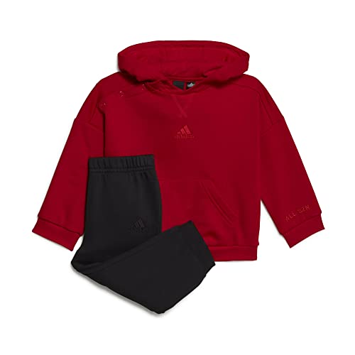 adidas Baby - Jungen Trainingsanzug In B Hood Fl Ts, Top:Better Scarlet Bottom:Black, HR5856, 74 von adidas