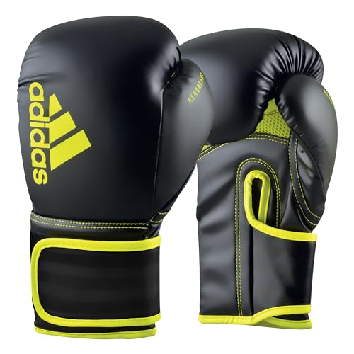 adidas Boxhandschuhe Hybrid 80 - geeignet fürs Boxen, Kickboxen, MMA, Fitness & Training - für Kindern, Männer oder Frauen - Schwarz/Gelb - 12 oz von adidas