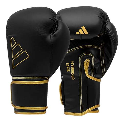 adidas Unisex – Erwachsene Hybrid 80 Boxhandschuhe, Schwarz/Gold, 10 oz EU von adidas