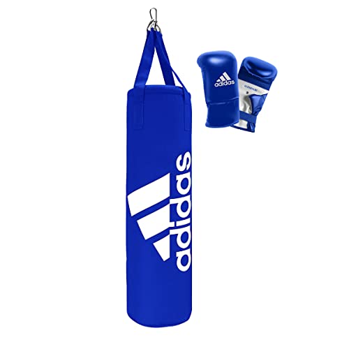 adidas Boxing-Set Blue Corner, Boxsack-Kit 80 x 30 cm – 18 kg, inkl. Boxhandschuhen Unisize, blau/weiß von adidas