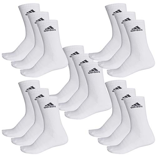 adidas CUSHIONED CREW Tennissocken Sportsocken Damen Herren Unisex 15 Paar, Farbe:White, Socken & Strümpfe:43-45 von adidas