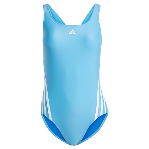 adidas Damen 3 Streifen Badeanzug, Blau, 38 von adidas