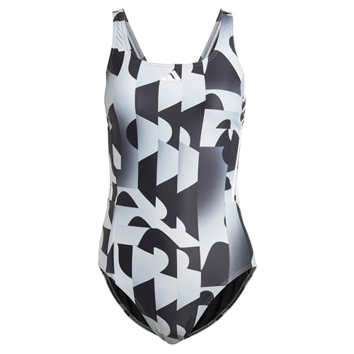 adidas Women's 3-Stripes Graphic Swimsuit Badeanzug, Black, 26 von adidas