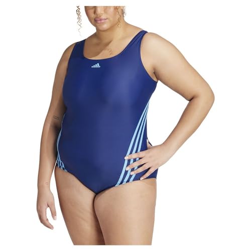 adidas Women's 3-Stripes Swim Suit (Plus Size) Badeanzug, Dark Blue/Blue Burst, XXL von adidas