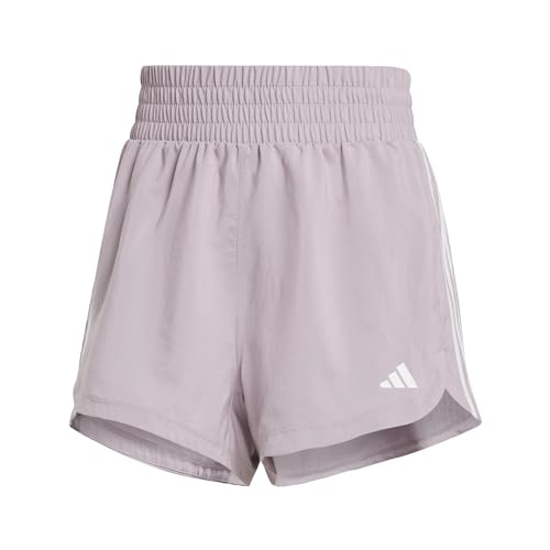 adidas Women's Pacer Training 3-Stripes Woven High-Rise Shorts Lässige, Preloved Fig/White, M 5 inch von adidas