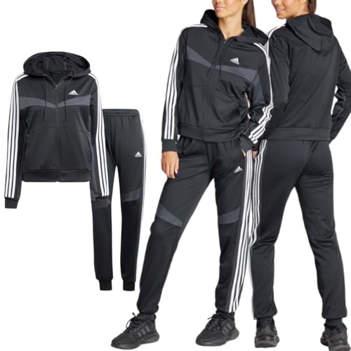 adidas Women's Boldblock Track Suit Trainingsanzug, Black/White, L von adidas