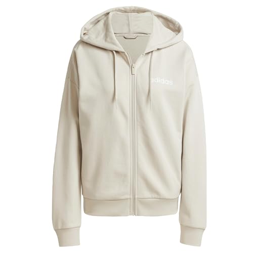 adidas Damen Essentials LINEAR Full Zip French Terry Hoodie, Wonder Alumina/White, XXL von adidas