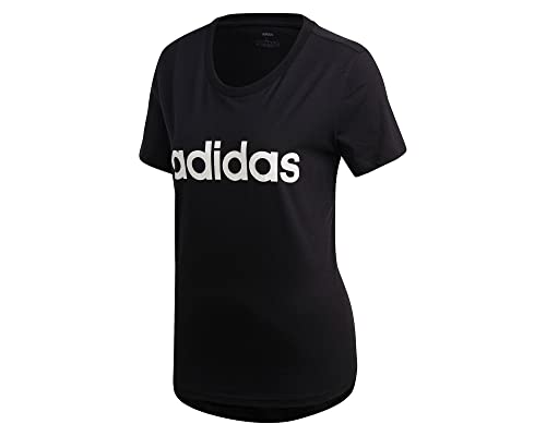 adidas Damen Essentials Linear Slim T-Shirt, Black/White, XL von adidas