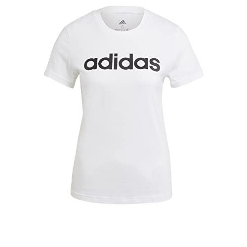 adidas Damen Essentials Slim Langarm T-Shirt, White/Black, L von adidas