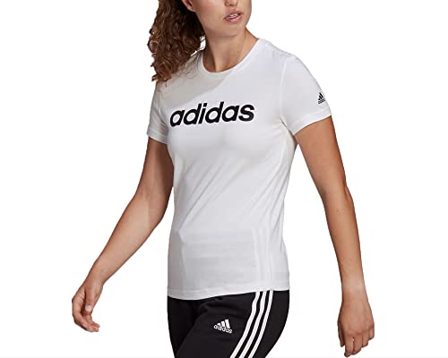 adidas Damen Essentials Slim Langarm T-Shirt, White/Black, XS von adidas