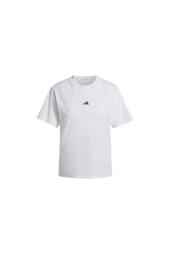 adidas Damen Essentials SMALL Logo Cotton T-Shirt, White/Black, M von adidas