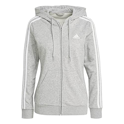 Adidas Damen Fullzip Sweater W 3S FT FZ HD, medium Grey Heather/White, GL0802, Gr. 2XS von adidas