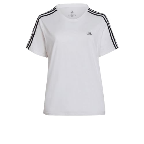 Adidas, Loungewear Essentials Slim 3-Stripes, T-Shirt, Weiß Schwarz, 4X, Frau von adidas