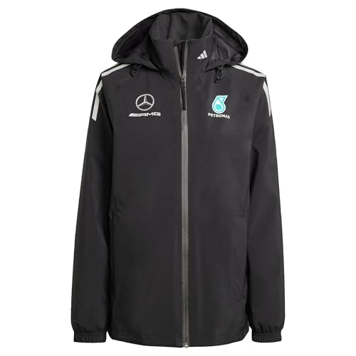 adidas Damen MERCEDES - AMG PETRONAS FORMULA ONE TEAM MECHANICS RAIN JACKET WOMEN, Black/Reflective Silver, XXS von adidas