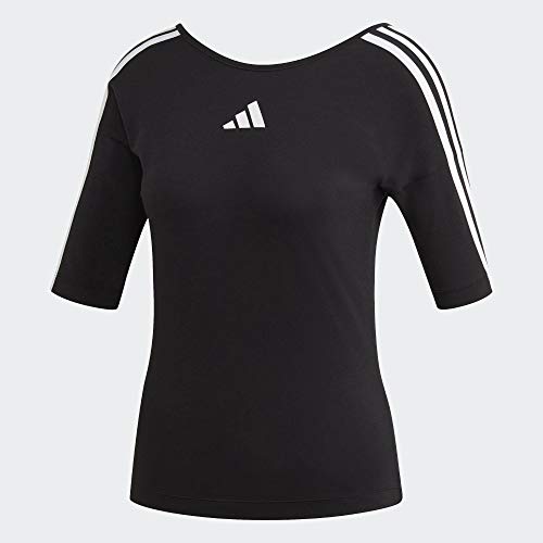 adidas Damen Open Back 3 Streifen T-Shirt, Black, S von adidas