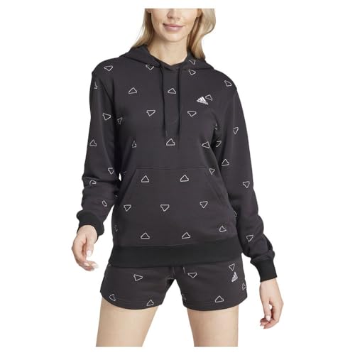 adidas Women's Essentials Monogram Regular French Terry Graphic Hoodie Sweatshirt, Black, XS von adidas