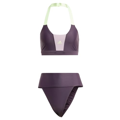 adidas Damen Sportswear Colorblock Bikini Einteiliger Badeanzug, Aurora Black/Preloved Fig, M von adidas