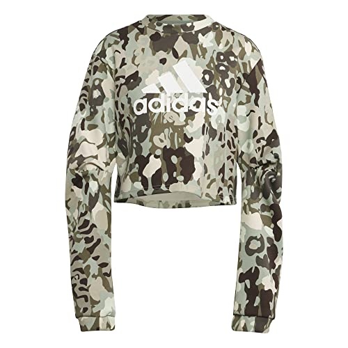 Adidas Damen Sweatshirt (Long Sleeve) W AOP SWT, Silver Green/White, IC0578, M von adidas