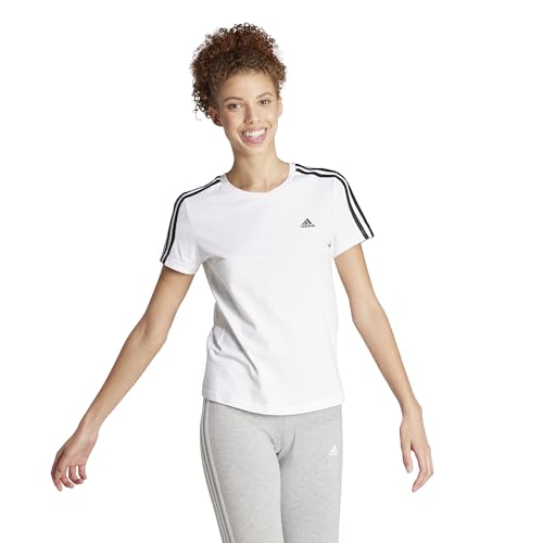 adidas Damen Essentials Slim Langarm T-Shirt, White/Black, S von adidas