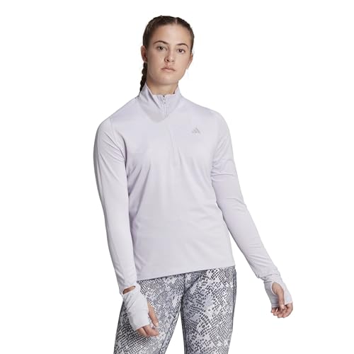 Adidas Damen T-Shirt (Long Sleeve) Fast 1/2 Zip, Silver Dawn, HR5704, M von adidas