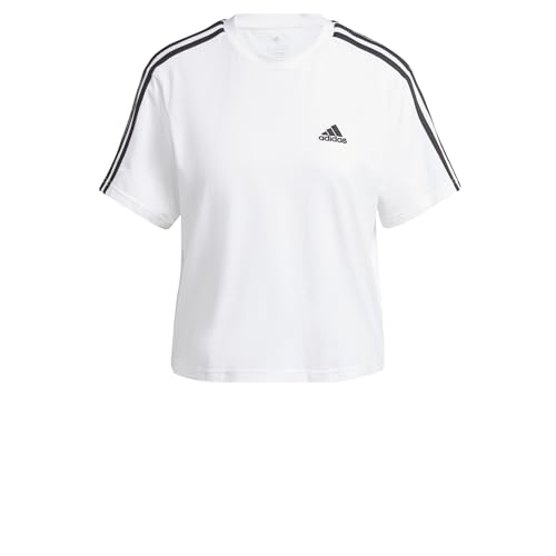 Adidas Damen T-Shirt (Short Sleeve) W 3S Cr Top, White/Black, HR4915, XS von adidas