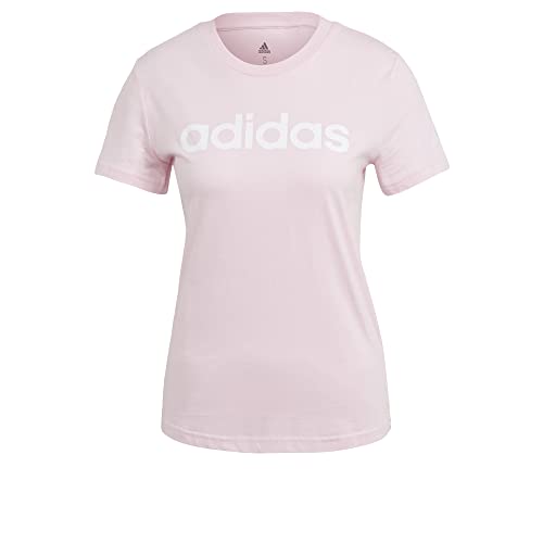 adidas Damen T-Shirt (Short Sleeve) W Lin T, Clear Pink/White, GL0771, S von adidas