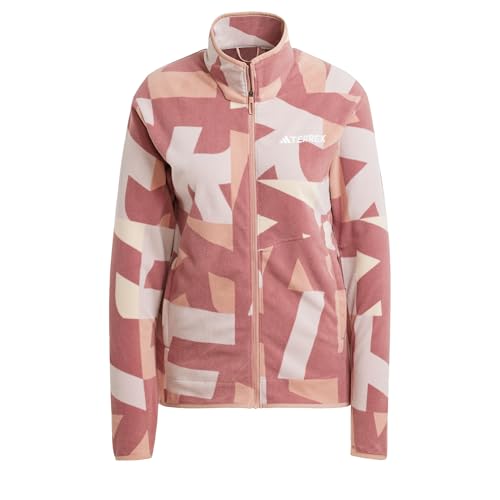adidas Damen Terrex Multi Printed Full Zip Fleece Jacket, Wonder Beige/Burgundy, S von adidas
