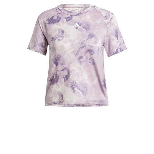 adidas Women's Train Essentials AOP Flower Tie-Dye Tee T-Shirt, Putty Mauve/Preloved Fig, S von adidas