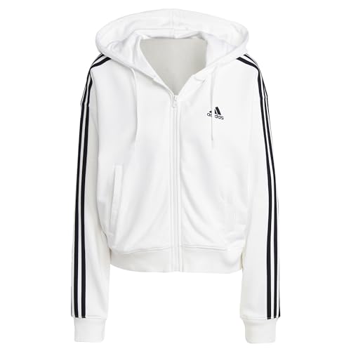adidas Damen Trainingsjacke mit Kapuze, weiß/schwarz, 42 von adidas