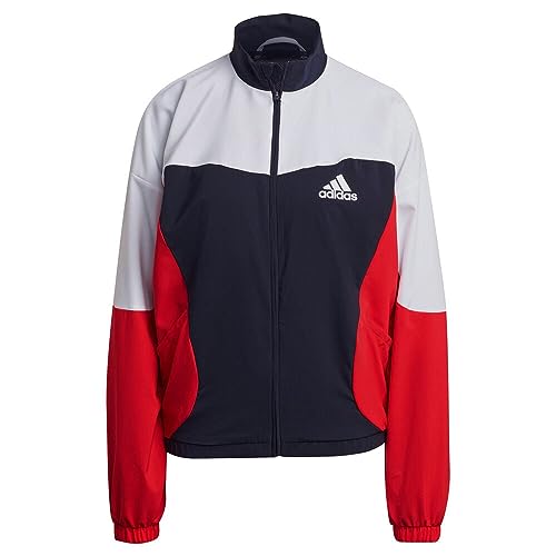 Adidas Damen W CB WV TJ Sweatshirt Mit Zip Und Kapuze, Legende Tinte/Weiß/Lebendig Rot, S von adidas